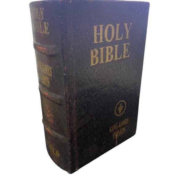 Faux Book Decorative Storage Box Holy Bible King James Velvet Lined  6"x4"x2" - Picture 4 of 14